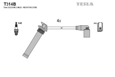 Высоковольтные провода для свечей зажигания tesla T314B