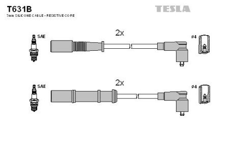 В/в провода Fiat Punto1.2/1.4 05- tesla T631B на Фиат Добло