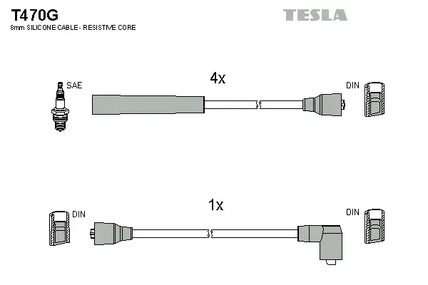 В/в провода Ford Cortina 1.6 2.0 77-82, Sierra 1,6 Ohc Tesla T470G (фото 1)