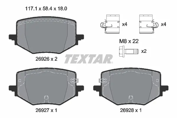 Ремкомплект заднего тормозного суппорта textar 2692601