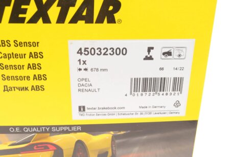 Датчик частоти обертання колеса textar 45032300