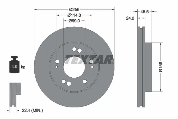 Диск гальмівний передн Лів/Прав DODGE AVENGER, STRATUS MITSUBISHI ECLIPSE, ECLIPSE I, ECLIPSE II, ECLIPSE III, GALANT VIII 2.0-3.0 04.91- textar 92063000
