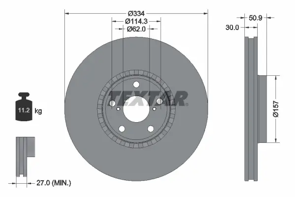 Диск гальмівний передн Лів (без маточини) LEXUS GS, IS II, IS III, RC 2.0-4.6 04.05- textar 92147800