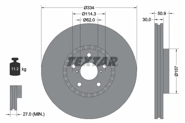 Диск гальмівний передн Прав (без маточини) LEXUS GS, IS II, IS III, RC 2.0-4.6 04.05- textar 92147900