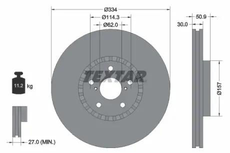Диск гальмівний передн Прав (без маточини) LEXUS GS, IS II, IS III, RC 2.0-4.6 04.05- textar 92147900