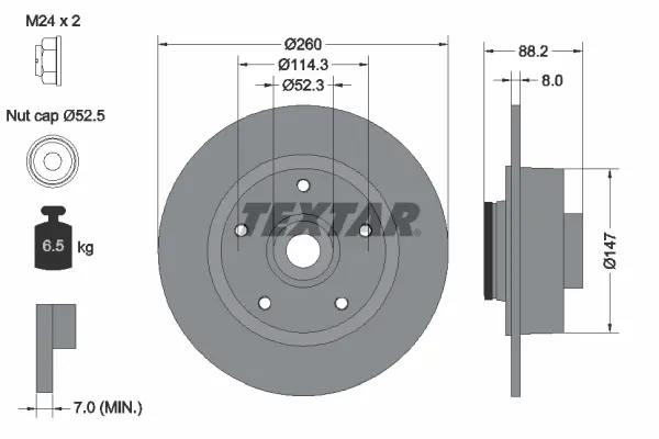 Гальмівний диск із підшипником задн Лів/Прав RENAULT CLIO III, CLIO III/HATCHBACK, CLIO IV, CLIO IV/HATCHBACK, FLUENCE, GRAND SCENIC III, LATITUDE, MEGANE, MEGANE II, MEGANE III 0.9-2.0D 02.08- Textar 92195900 (фото 1)