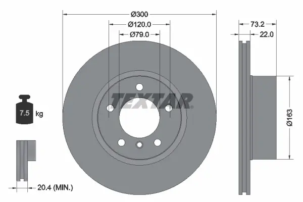 Диск гальмівний передн Лів/Прав BMW 1 (F20), 1 (F21), 3 (F30, F80), 3 (F31), 3 GRAN TURISMO (F34), 4 (F32, F82), 4 (F33, F83), 4 GRAN COUPE (F36) RENAULT MASTER III 1.5-3.0D 02.11- Textar 92238503 (фото 1)