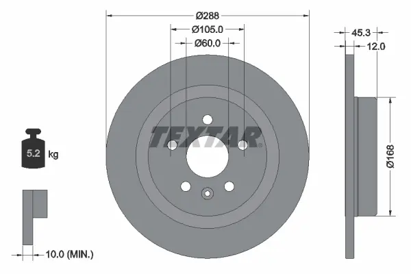 Гальмівний диск textar 92275203