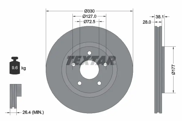 Гальмівний диск textar 92278905