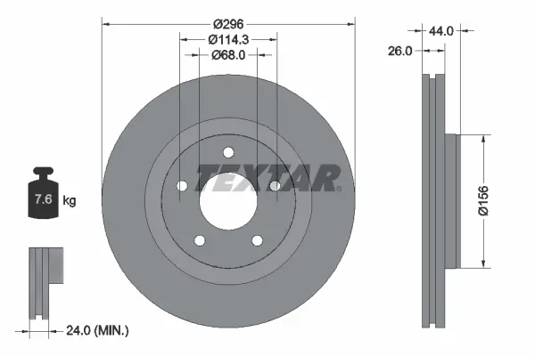 Диск гальмівний передн Лів/Прав NISSAN JUKE, PULSAR 1.6 06.10- textar 92285905