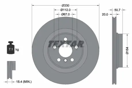 Гальмівний диск textar 92306805 MINI MINI