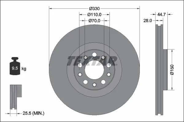 Гальмівний диск textar 92337905