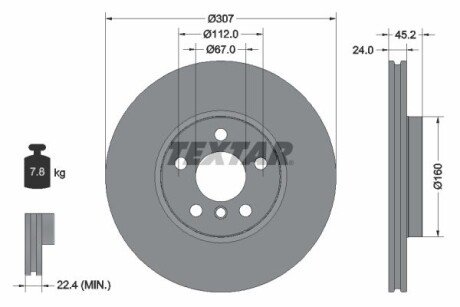 Диск гальмівний BMW/MINI 1(F40)/X1(F48)/Clubman ""F D307mm ""14>> textar 92283605