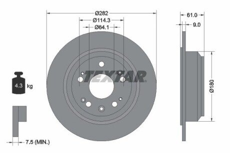 Диск гальмівний HONDA Accord ""R D282mm ""03-08 textar ""92165803"