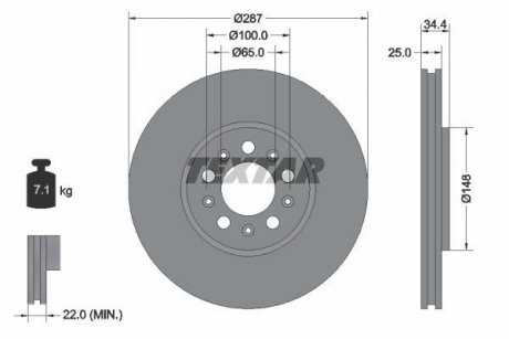 Вентилируемый тормозной диск textar 92106605