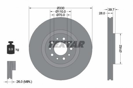 Вентилируемый тормозной диск textar 92145103