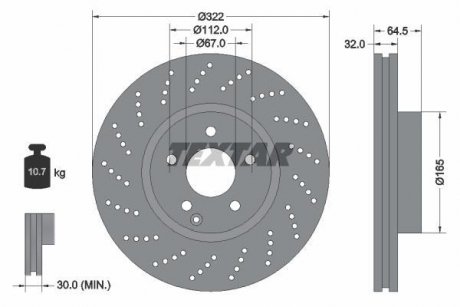 Вентилируемый тормозной диск textar 92163405