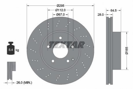 Вентилируемый тормозной диск textar 92165005