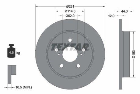 Диск гальмівний textar 92301403 на Лексус Nx 200