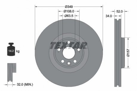 Вентилируемый тормозной диск textar 92301805