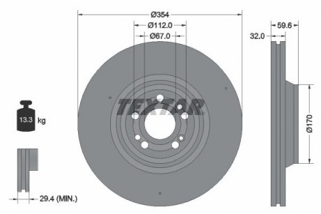 Вентильований гальмівний диск textar 92306005