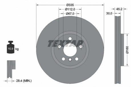 Вентилируемый тормозной диск textar 92316205