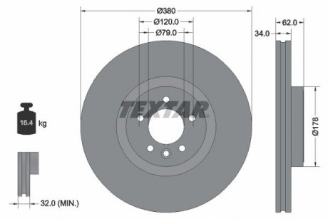Вентилируемый тормозной диск textar 92316405