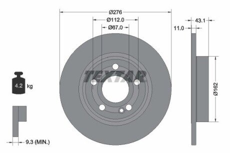 Диск гальмівний textar 92316803 на Мерседес B-Class w247