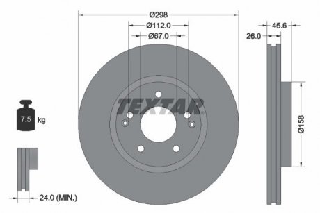Вентилируемый тормозной диск textar 92322903