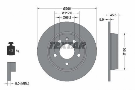 Задній гальмівний (тормозний) диск textar 92074303