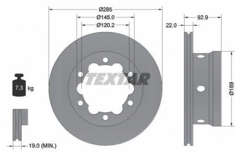 Вентилируемый тормозной диск textar 92089803