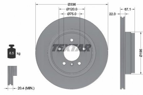 Вентилируемый тормозной диск textar 92137905