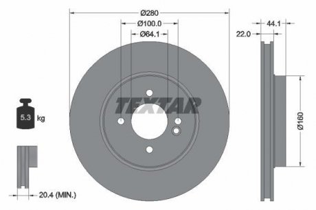 Вентилируемый тормозной диск textar 92157905
