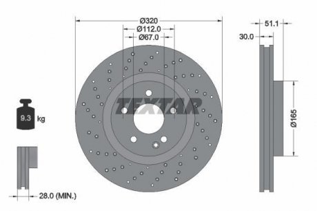 Вентилируемый тормозной диск textar 92262105