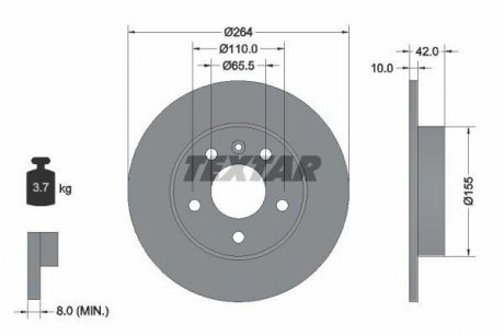 Задній гальмівний (тормозний) диск textar 92092103