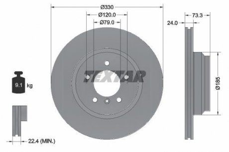 Вентилируемый тормозной диск textar 92137805