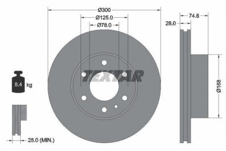Вентилируемый тормозной диск textar 92155900