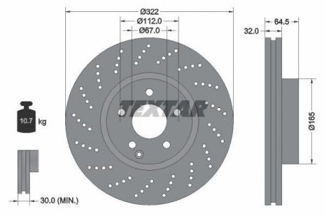 Вентилируемый тормозной диск textar 92163403