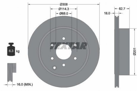 Вентилируемый тормозной диск textar 92181603