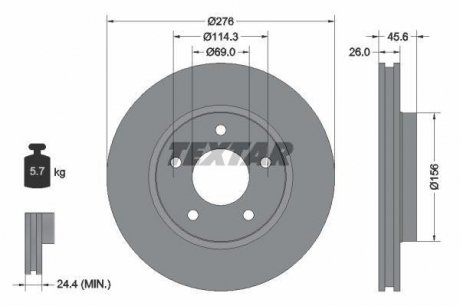 Вентилируемый тормозной диск textar 92197403