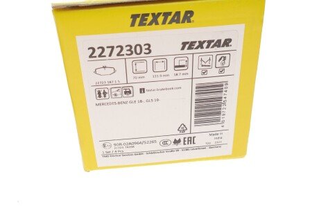 Комплект гальмівних колодок textar 2272303