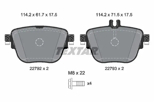 Комплект гальмівних колодок textar 2279201