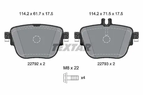 Комплект гальмівних колодок textar 2279201