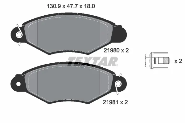 Передние тормозные колодки textar 2198004