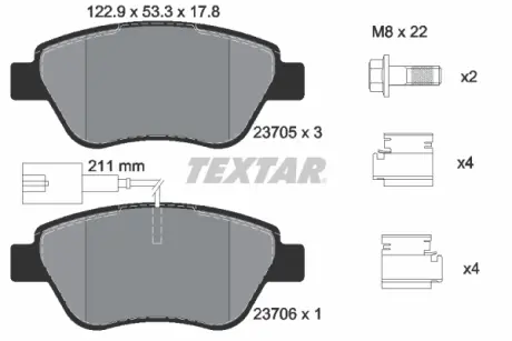 Передние тормозные колодки textar 2370502