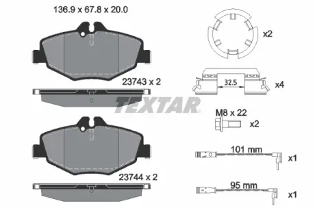 Передние тормозные колодки textar 2374303
