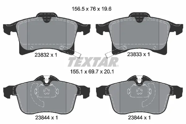 Передние тормозные колодки textar 2383201