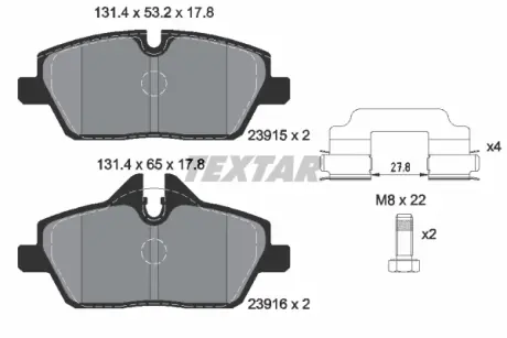 Передние тормозные колодки textar 2391503
