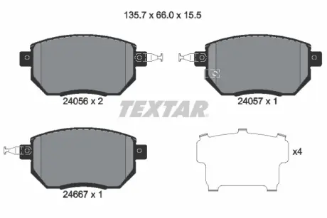 Передние тормозные колодки textar 2405601