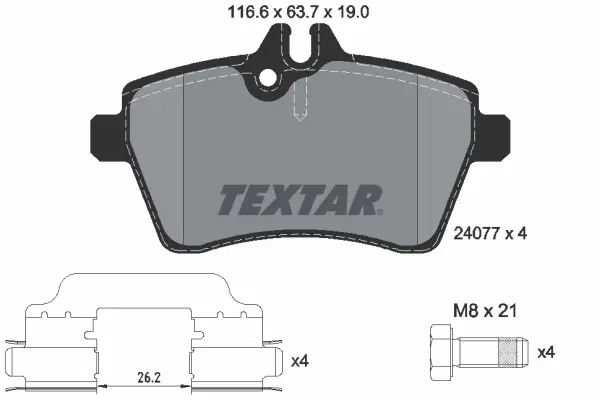Передні тормозні (гальмівні) колодки Textar 2407702 (фото 1)